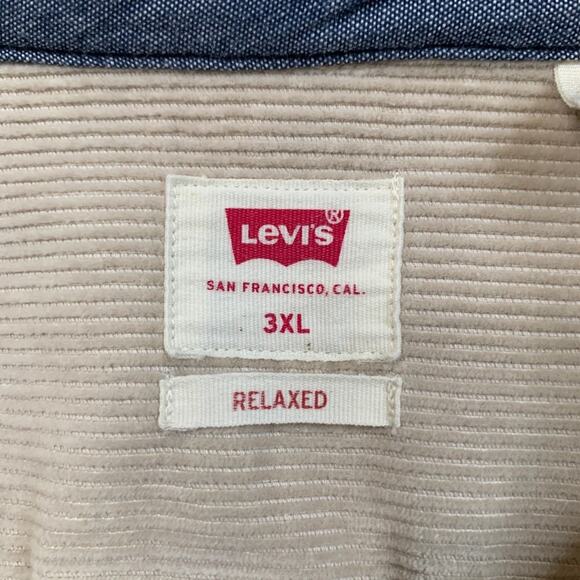 Levis Shirt Mens 3XL Cream Cotton Corduroy Relaxed Button Up Pockets Overshirt - Picture 4 of 7